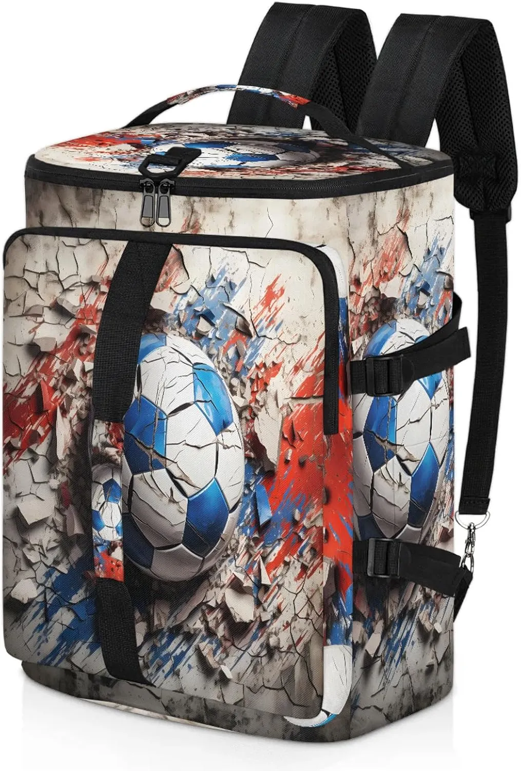 Cute Football Balls Pattern Gym Bags for Men Women Sports Backpack with Shoe Compartment 3-in-1 Tactical Duffle Bag for Overnight Weekender Travel