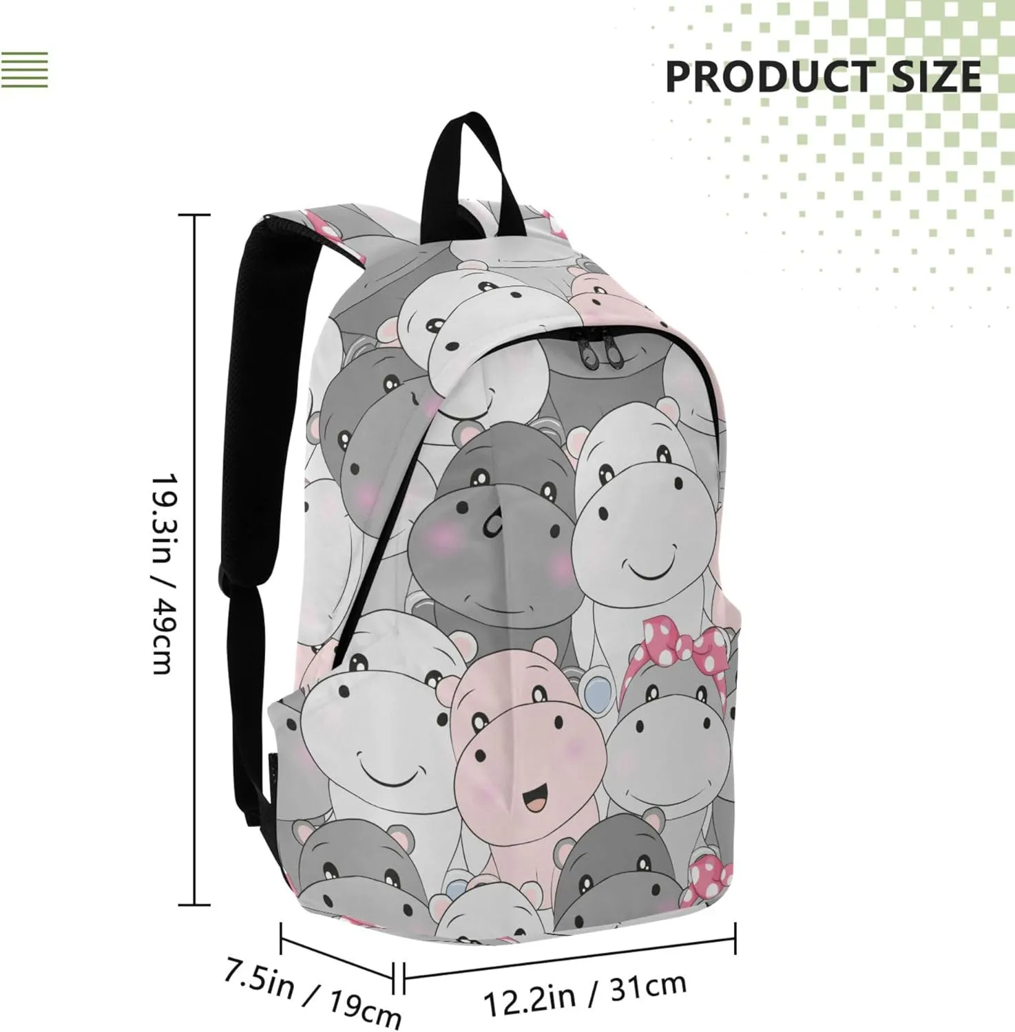 Cute Hippo Horse Laptop Backpack Travel Hiking Camping Work Computer Back Packs Book Bags for Women Men