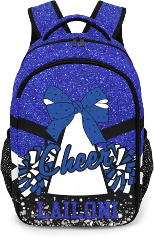 Deven Blue Cheer Glitter Personalized Casual Backpack,Primary School Bags Middle School Book Bags Laptop Daypack for Boy Girl Child Teen