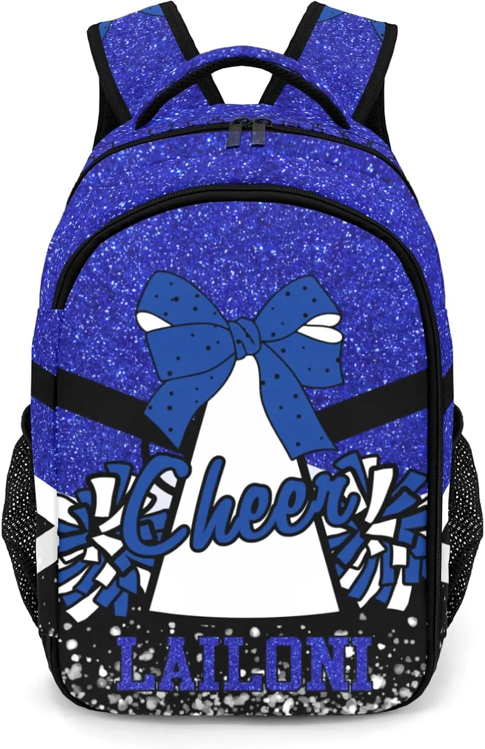 Deven Blue Cheer Glitter Personalized Casual Backpack,Primary School Bags Middle School Book Bags Laptop Daypack for Boy Girl Child Teen