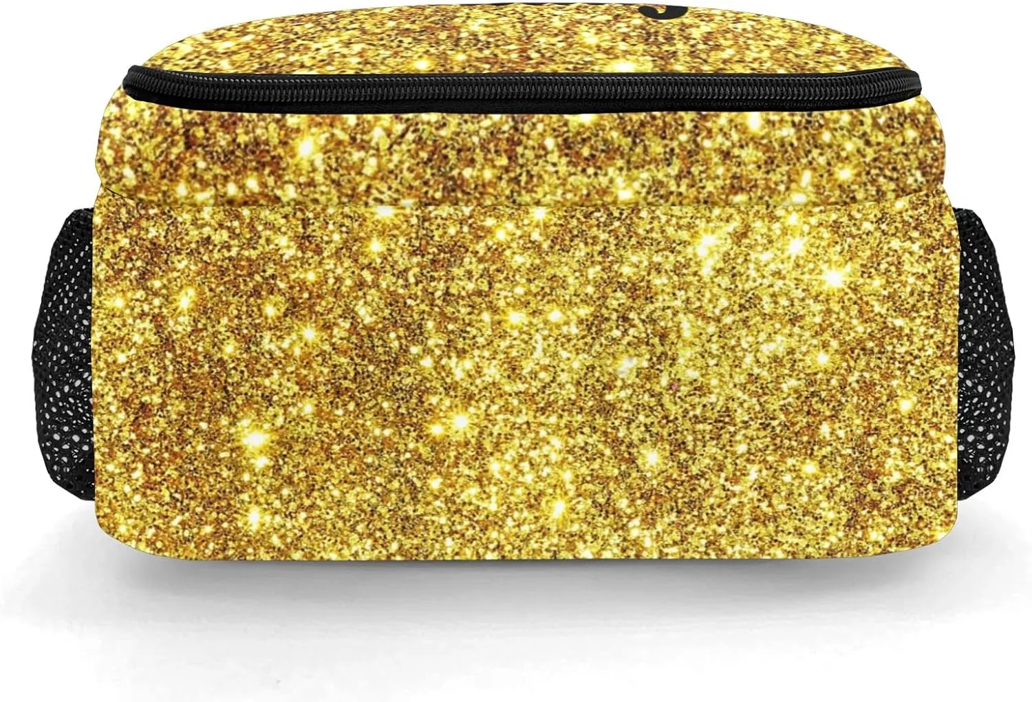 Deven Golden Glitter Bling Personalized Casual Backpack,Primary School Bags Middle School Book Bags Laptop Daypack for Boy Girl Child Teen