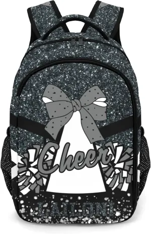 Deven Gray Cheer Glitter Personalized Casual Backpack,Primary School Bags Middle School Book Bags Laptop Daypack for Boy Girl Child Teen
