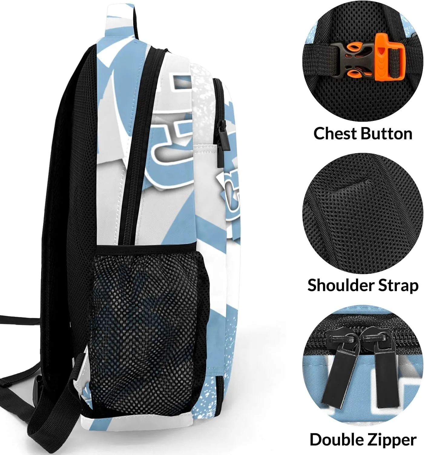 Deven Lighr Gray Blue Cheer Personalized Casual Backpack,Primary School Bags Middle School Book Bags Laptop Daypack for Boy Girl Child Teen