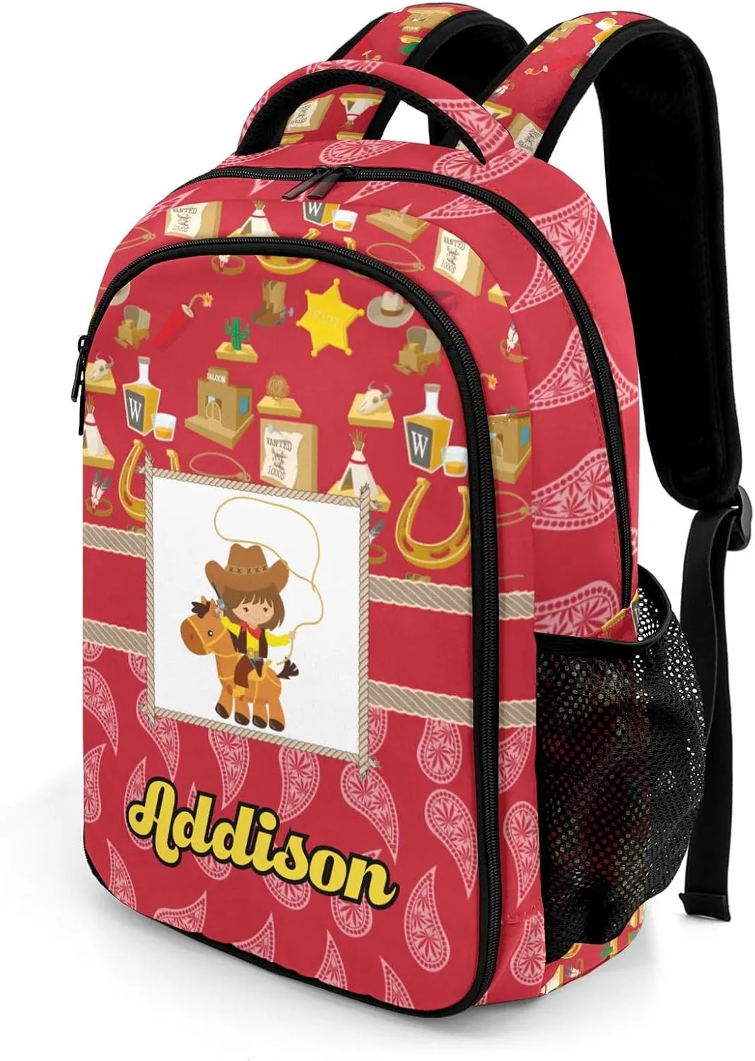 Deven Paisley Vintage Western Girl Personalized Casual Backpack,Primary School Bags Middle School Book Bags Laptop Daypack for Boy Girl Child Teen