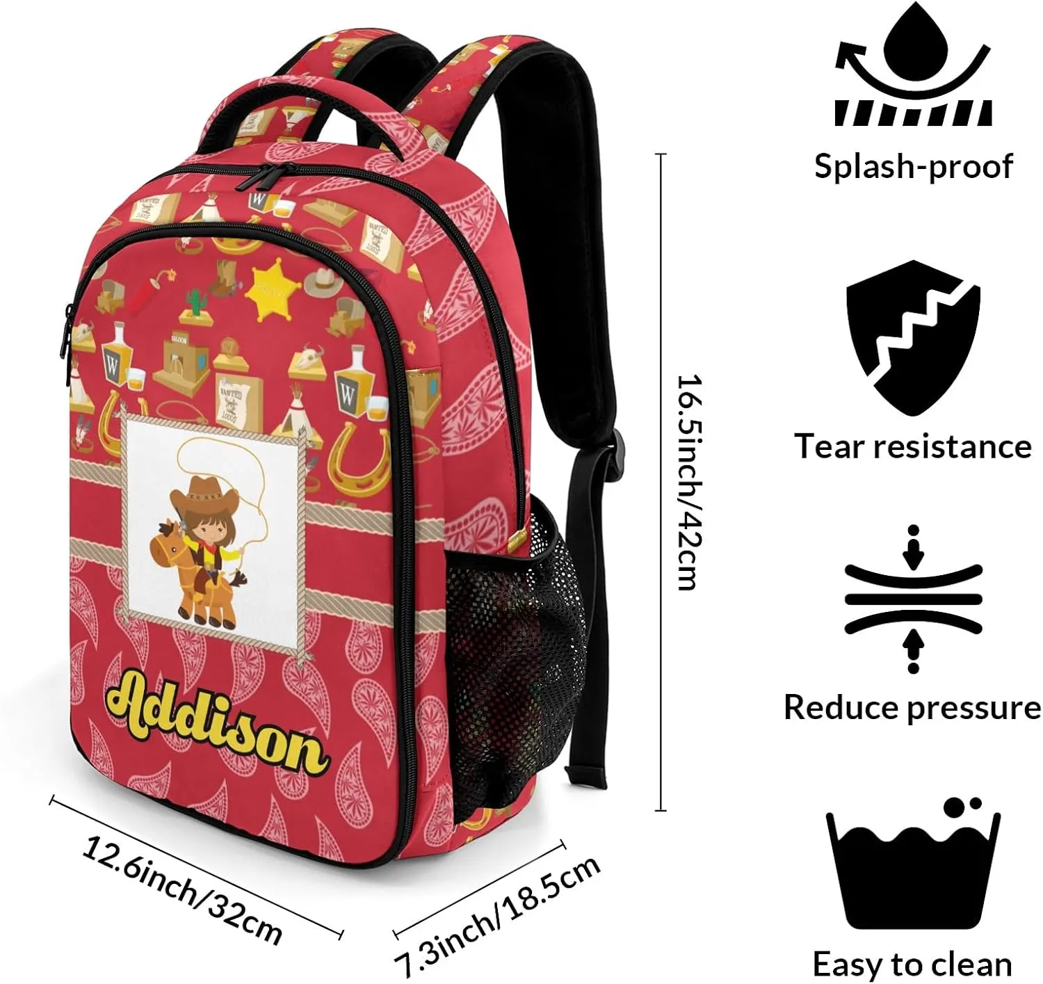 Deven Paisley Vintage Western Girl Personalized Casual Backpack,Primary School Bags Middle School Book Bags Laptop Daypack for Boy Girl Child Teen