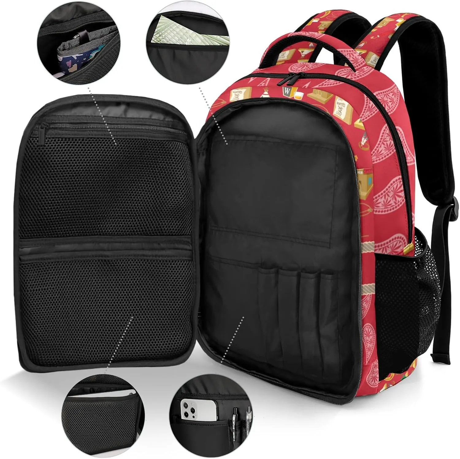 Deven Paisley Vintage Western Girl Personalized Casual Backpack,Primary School Bags Middle School Book Bags Laptop Daypack for Boy Girl Child Teen