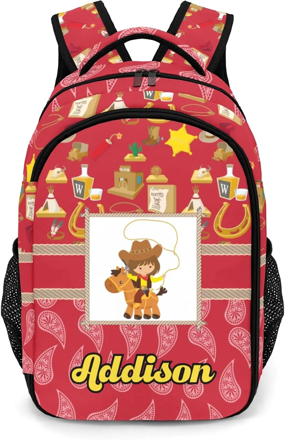 Deven Paisley Vintage Western Girl Personalized Casual Backpack,Primary School Bags Middle School Book Bags Laptop Daypack for Boy Girl Child Teen