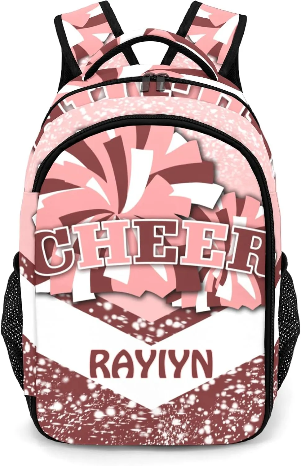 Deven Red Pink Cheer Personalized Casual Backpack,Primary School Bags Middle School Book Bags Laptop Daypack for Boy Girl Child Teen