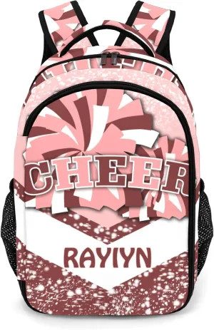 Deven Red Pink Cheer Personalized Casual Backpack,Primary School Bags Middle School Book Bags Laptop Daypack for Boy Girl Child Teen