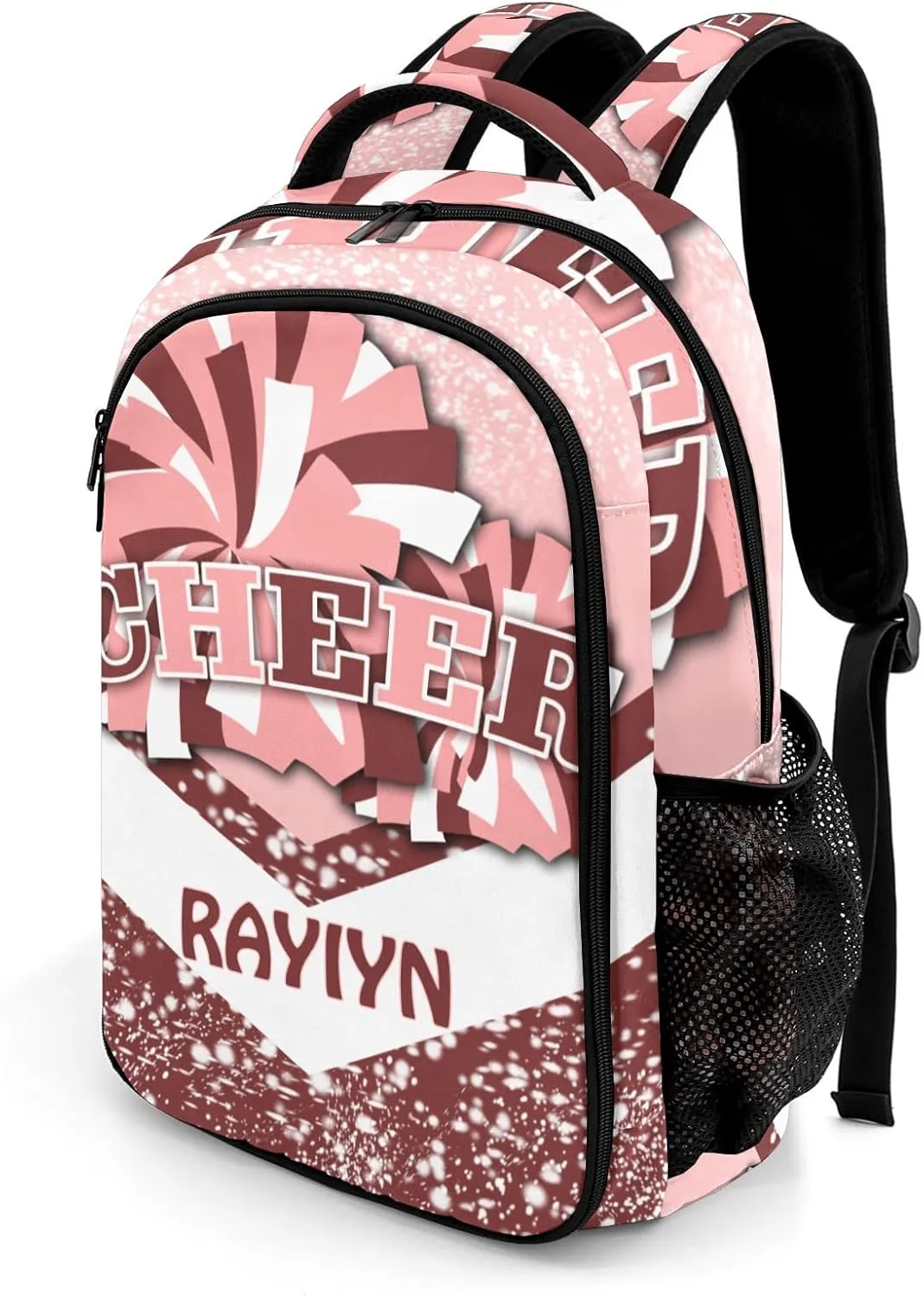 Deven Red Pink Cheer Personalized Casual Backpack,Primary School Bags Middle School Book Bags Laptop Daypack for Boy Girl Child Teen