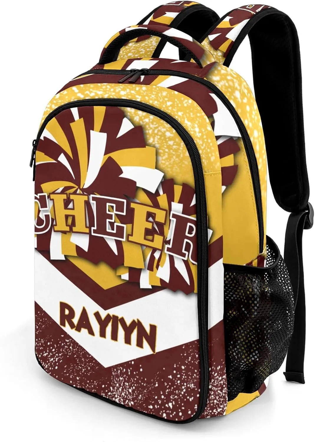 Deven Red Yellow Cheer Personalized Casual Backpack,Primary School Bags Middle School Book Bags Laptop Daypack for Boy Girl Child Teen