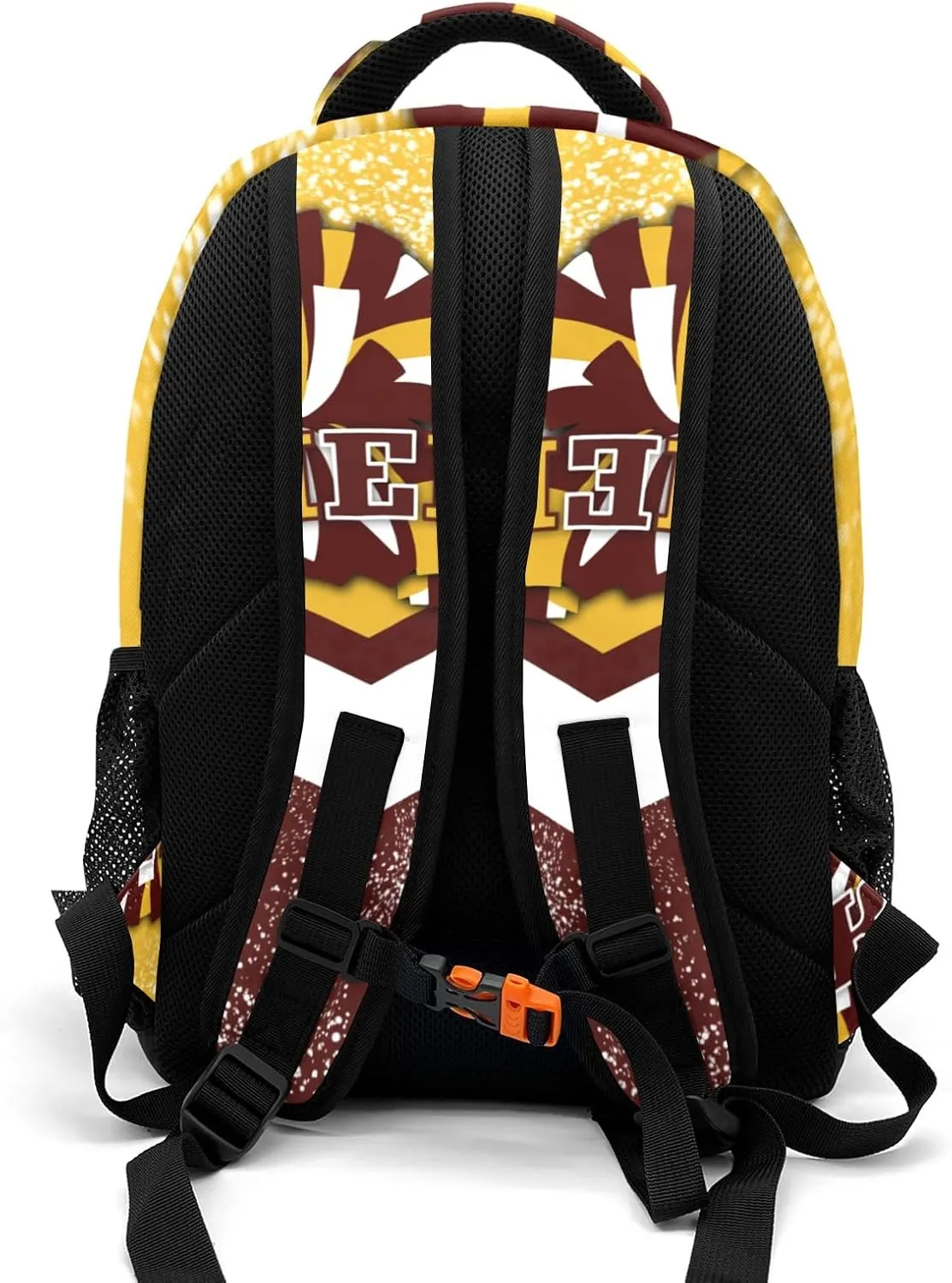 Deven Red Yellow Cheer Personalized Casual Backpack,Primary School Bags Middle School Book Bags Laptop Daypack for Boy Girl Child Teen