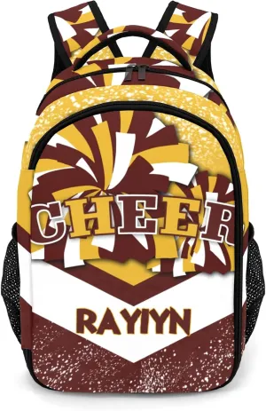 Deven Red Yellow Cheer Personalized Casual Backpack,Primary School Bags Middle School Book Bags Laptop Daypack for Boy Girl Child Teen