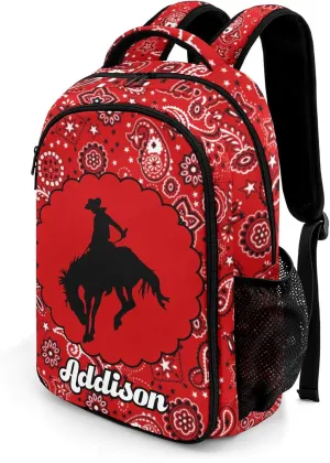 Deven Rodeo Cowboy Horse Personalized Casual Backpack,Primary School Bags Middle School Book Bags Laptop Daypack for Boy Girl Child Teen