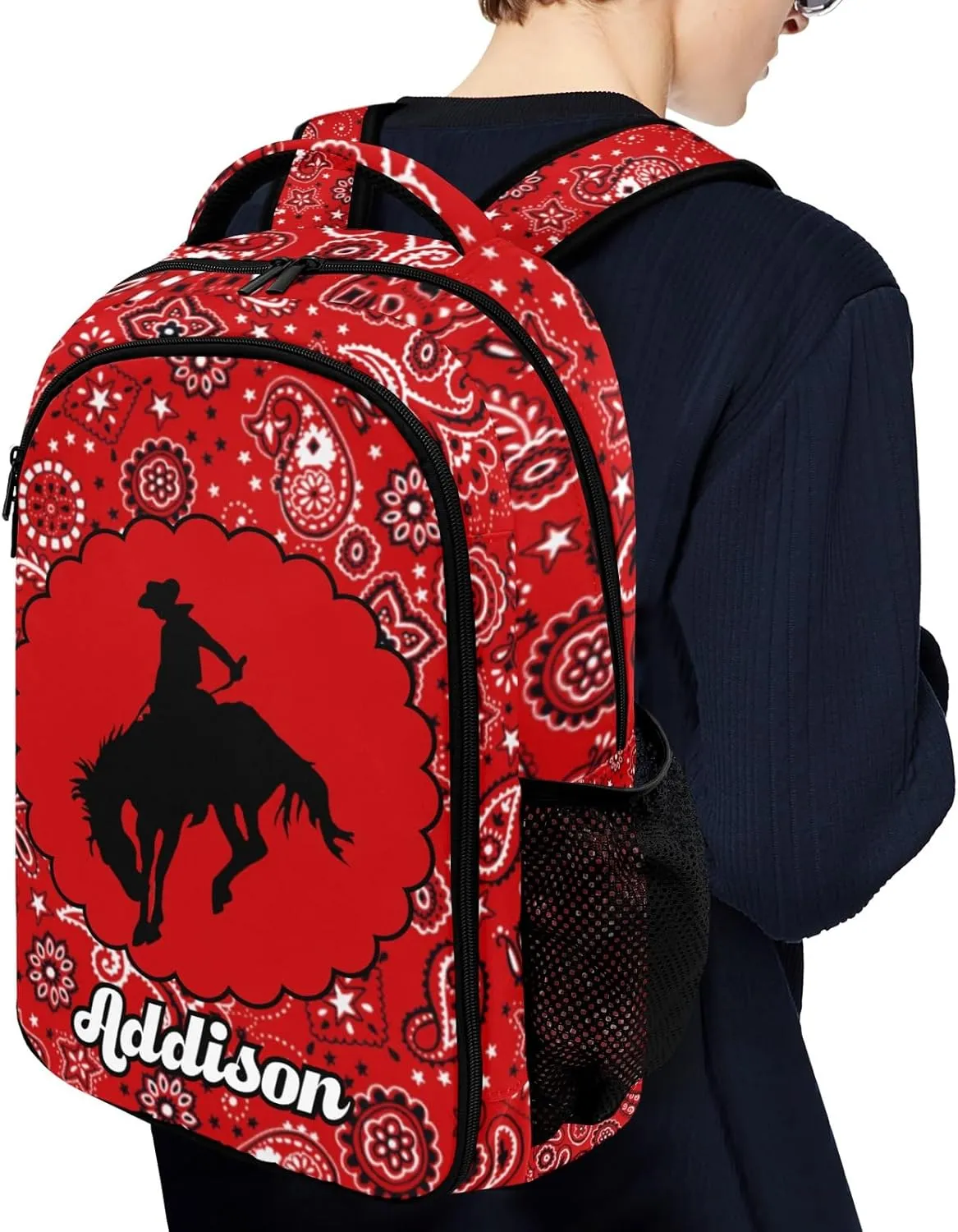 Deven Rodeo Cowboy Horse Personalized Casual Backpack,Primary School Bags Middle School Book Bags Laptop Daypack for Boy Girl Child Teen