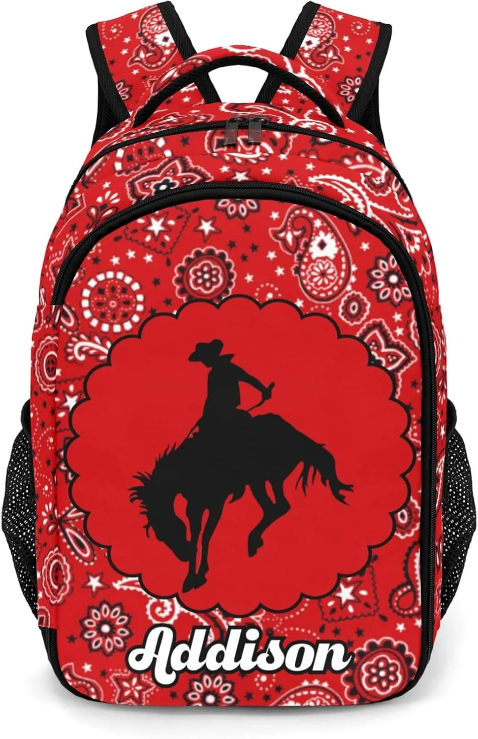 Deven Rodeo Cowboy Horse Personalized Casual Backpack,Primary School Bags Middle School Book Bags Laptop Daypack for Boy Girl Child Teen