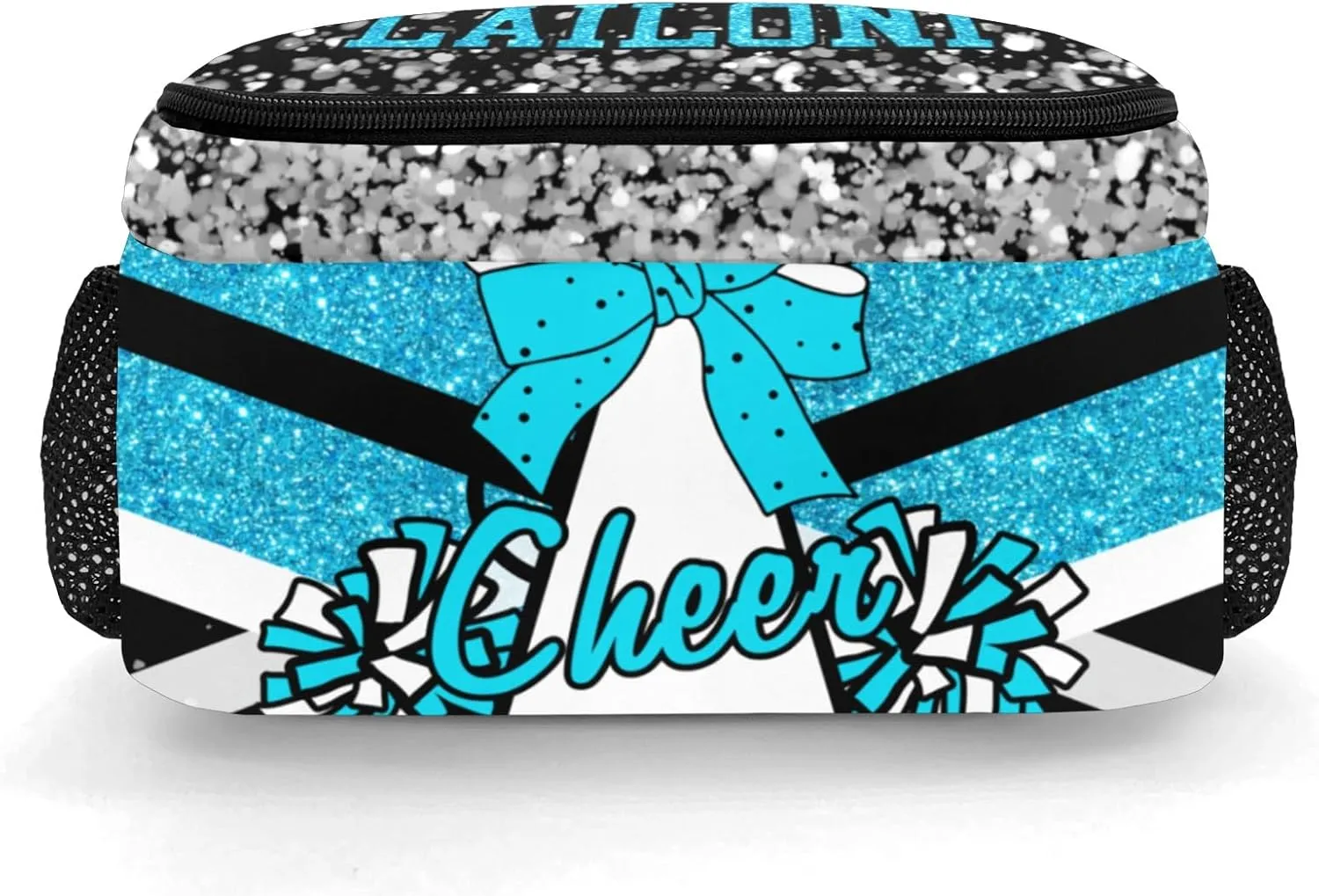 Deven Sky Blue Cheer Glitter Personalized Casual Backpack,Primary School Bags Middle School Book Bags Laptop Daypack for Boy Girl Child Teen
