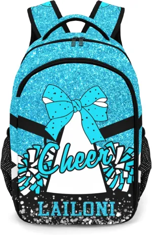 Deven Sky Blue Cheer Glitter Personalized Casual Backpack,Primary School Bags Middle School Book Bags Laptop Daypack for Boy Girl Child Teen