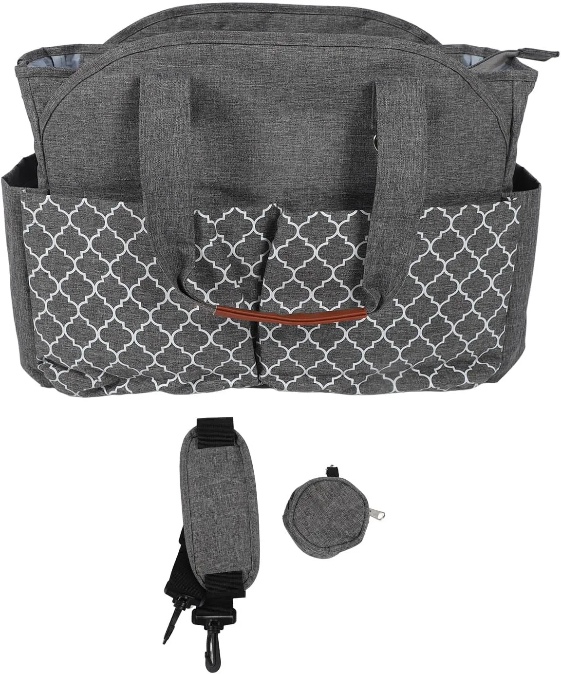 Diaper Bag Geometric Print Zipper Closure Tissue Paper Pocket Waterproof Messenger Bag with Pacifier Case Large Capacity for Stylish Moms