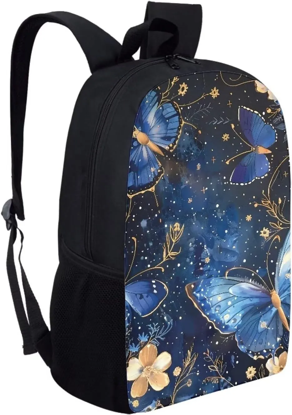Dolyues Blue Butterfly 17 inch Kids Backpack for School Bookbag Satchel Girls Book Bags Children Boys Backpacks Travel Bag Daypack Rucksack
