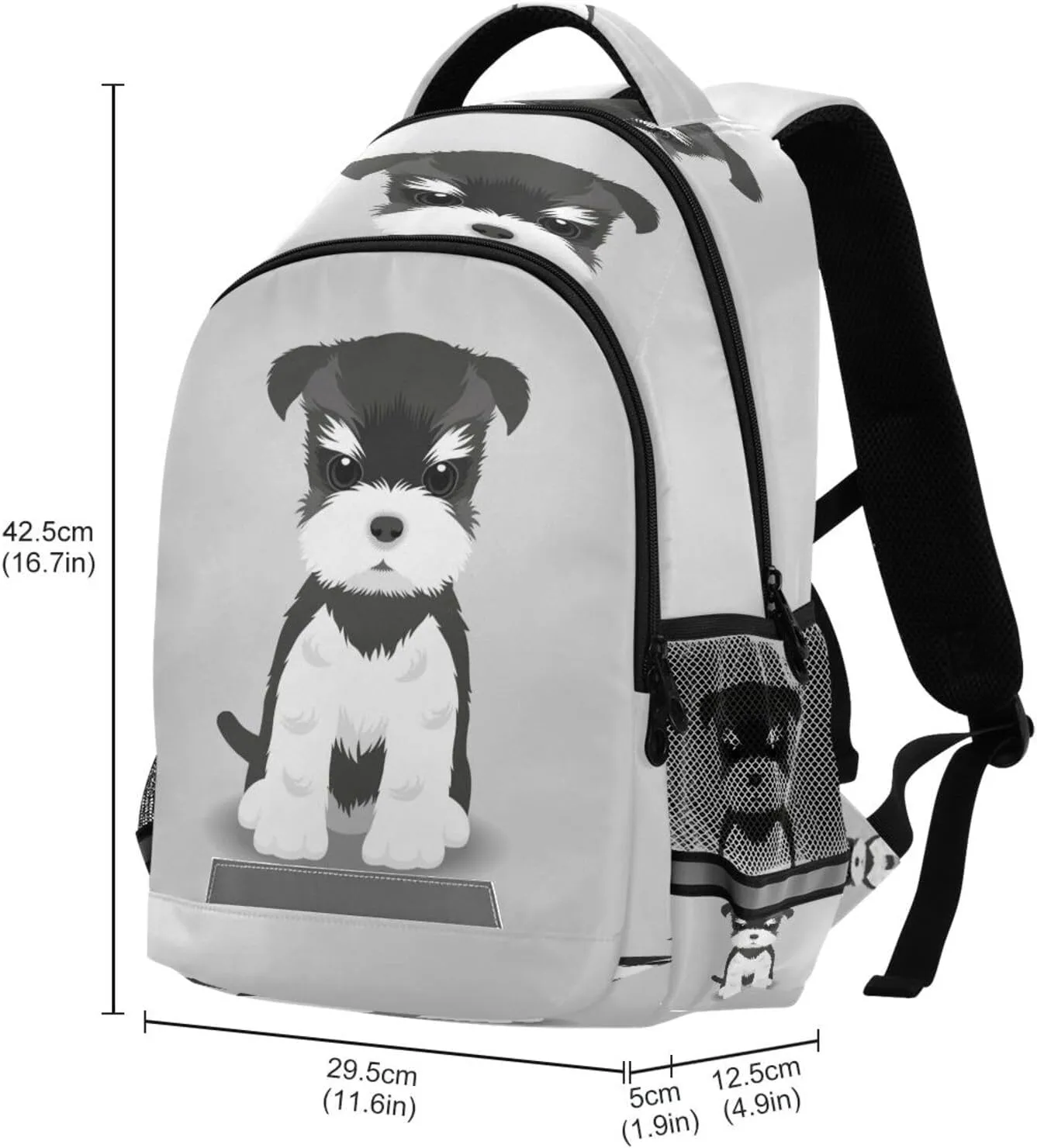 Eionryn Schnauzer Puppy Dog Backpack Pug Animals Laptop Backpacks Book Bags Water Resistant Daypack Durable College Shoulder Bag Sports Travel Day Pack