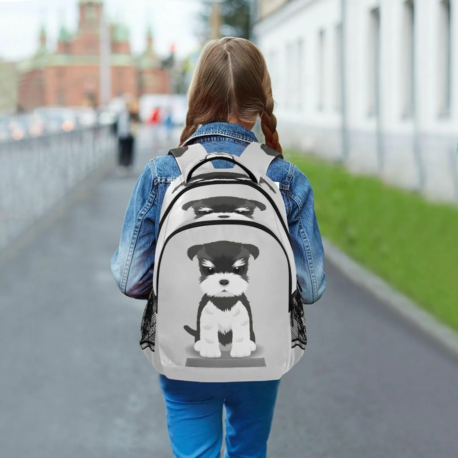 Eionryn Schnauzer Puppy Dog Backpack Pug Animals Laptop Backpacks Book Bags Water Resistant Daypack Durable College Shoulder Bag Sports Travel Day Pack
