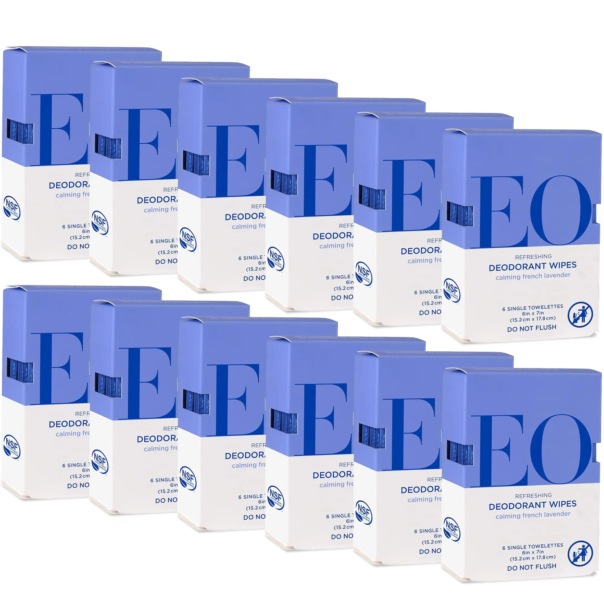 EO Lavender Deodorant Wipes Pack of 12 Organic Essential Oils