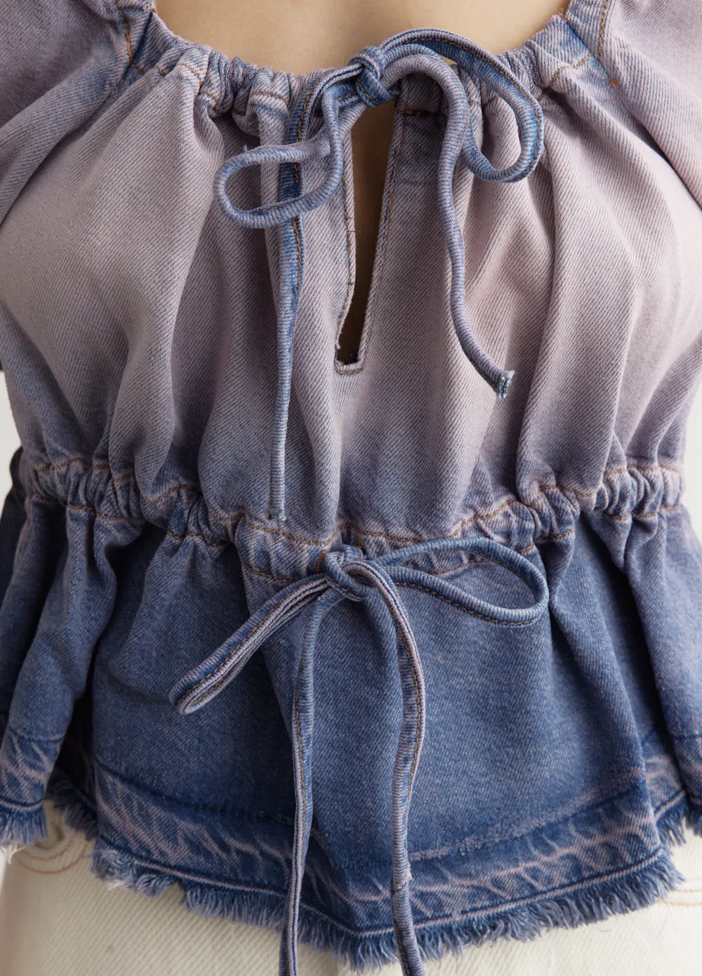 Future Denim Puff Sleeve Top