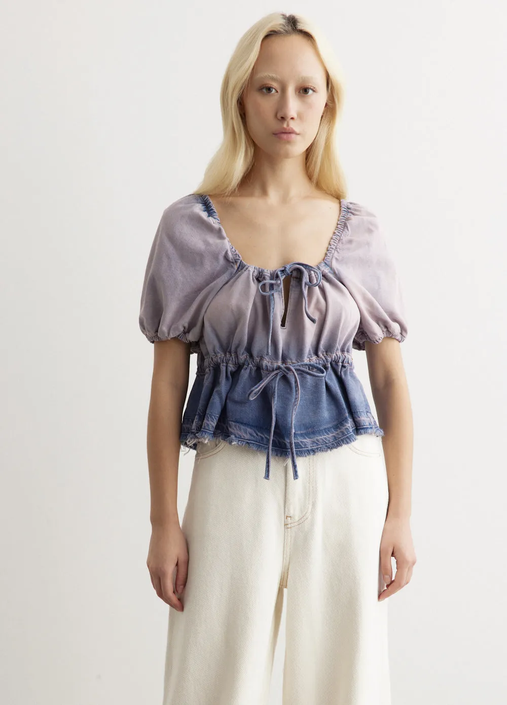 Future Denim Puff Sleeve Top