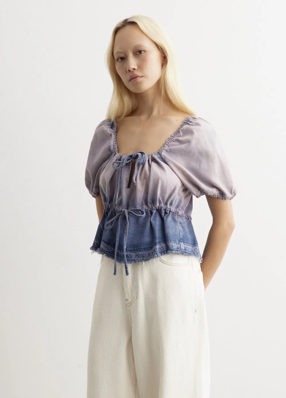 Future Denim Puff Sleeve Top