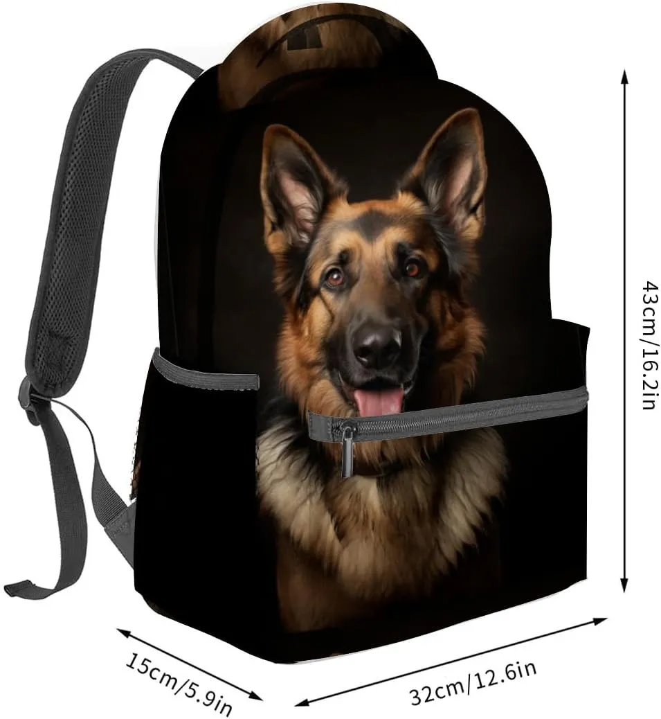 German Shepherd Backpack Travel Backpacks Laptop Rucksack,School Bookbag for Women Kids Boys Girls,Animal Dog Back Pack Accessories Bags,Ideal Gifts for Work, Outdoor Adventures