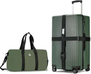 ginzatravel Suitcase, 28 inch suitcase with wheel & Travel Bag & Suitcase Strap, Scratch resistant texture Lightweight PC material, TSA lock (Star Silver (combination))