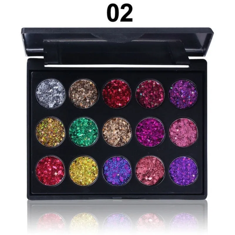 Glitter Eyeshadow - 15x Glitter Pots Cosmetic Glitters for Face Body Hair Partings Boobs Nails Unicorn Eyeshadows -