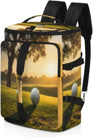 Golf Ball Sunset Gym Bags for Men Women Sports Backpack with Shoe Compartment 3-in-1 Tactical Duffle Bag for Overnight Weekender Travel