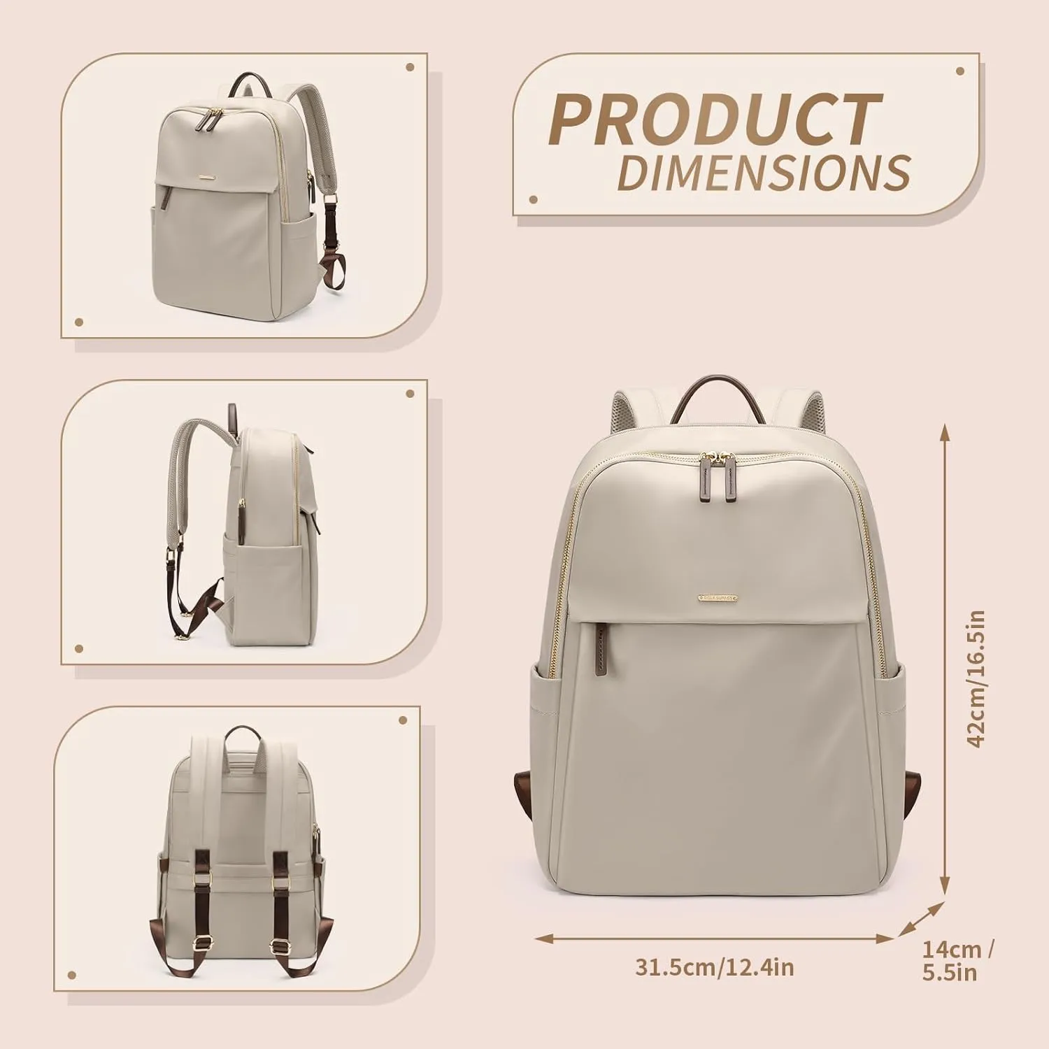 GOLF SUPAGS Women Laptop Backpack with Separate Laptop Compartment Fits 15.6 Inch Notebook Casual Daypack for Work Travel College Backpack Book Bags