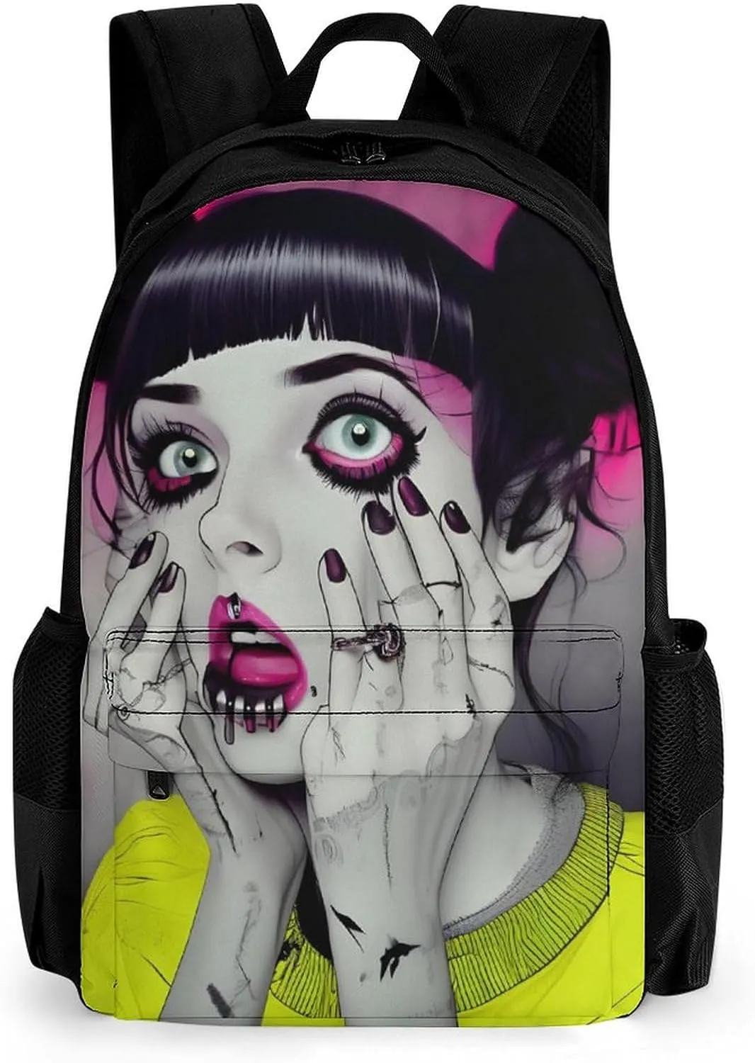 Goth Gothic Weird Art Shoulder Book Bags Polyester Multipurpose Anti-Theft Carry On Bag Large Capacity Travel Hiking & Camping Rucksack