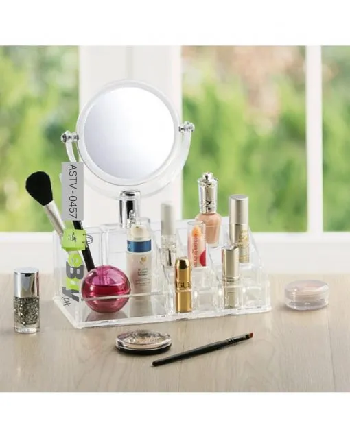 Home.Co - Acrylic Lipstick Cosmetic Organizer With Mirror