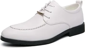 HOOENG Dress Oxford for Men Lace Up Apron Round Toe Derby Shoes Vegan Leather Non Slip Low Top Rubber Sole Block Heel Slip Resistant Wedding (Color : White, Size : 7)