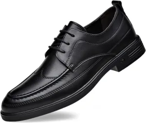 HOOENG Dress Oxford for Men Lace Up Wing Tip Apron Toe Derby Shoes Vegan Leather Rubber Sole Block Heel Slip Resistant Low Top Anti-Slip Business (Color : Black, Size : 8)