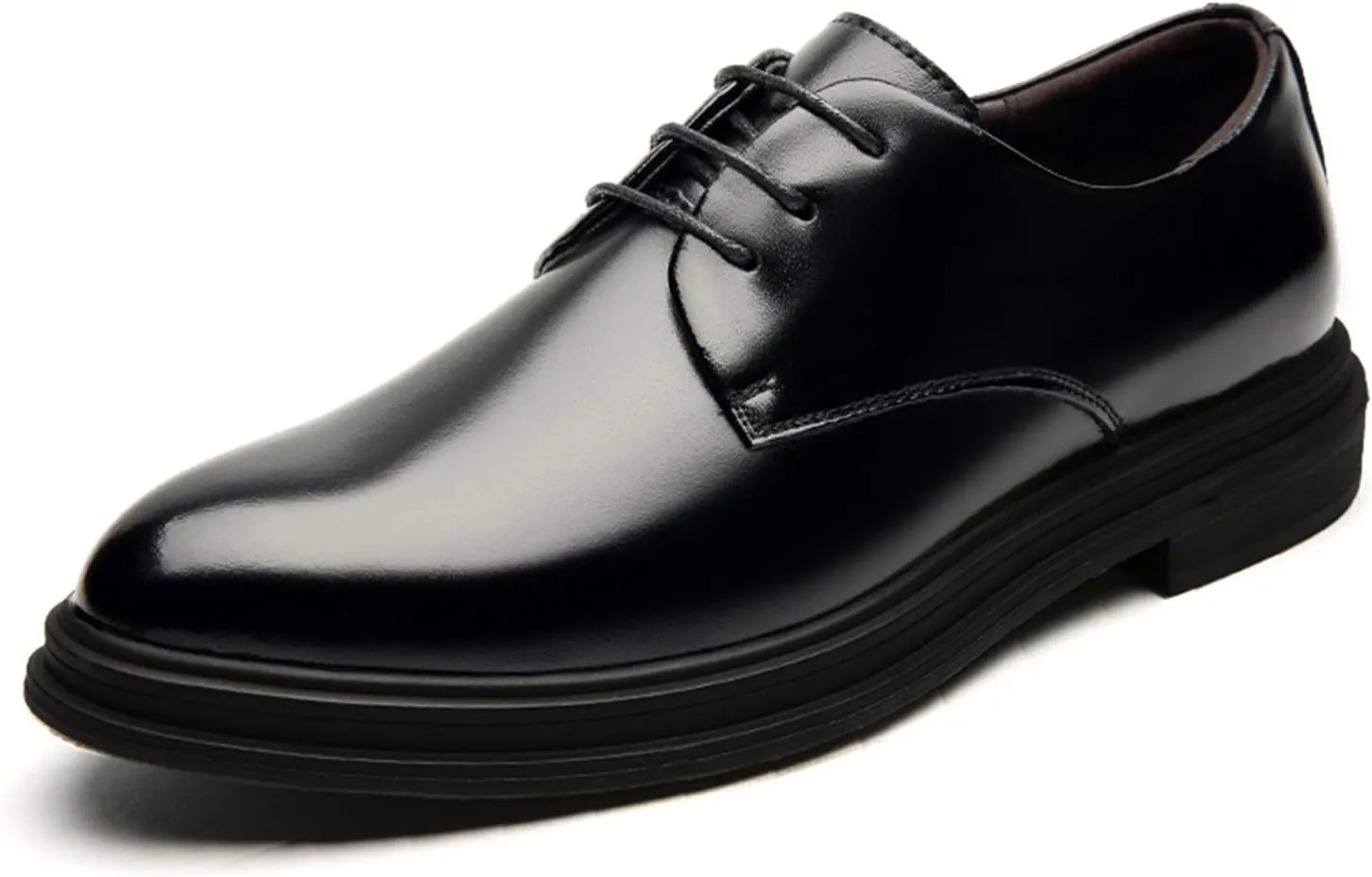 HOOENG Oxford Shoes for Men Lace Up Derby Shoes Round Toe Vegan Leather Low Top Non Slip Rubber Sole Slip Resistant Prom