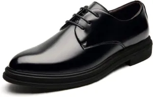 HOOENG Oxford Shoes for Men Lace Up Derby Shoes Round Toe Vegan Leather Low Top Non Slip Rubber Sole Slip Resistant Prom