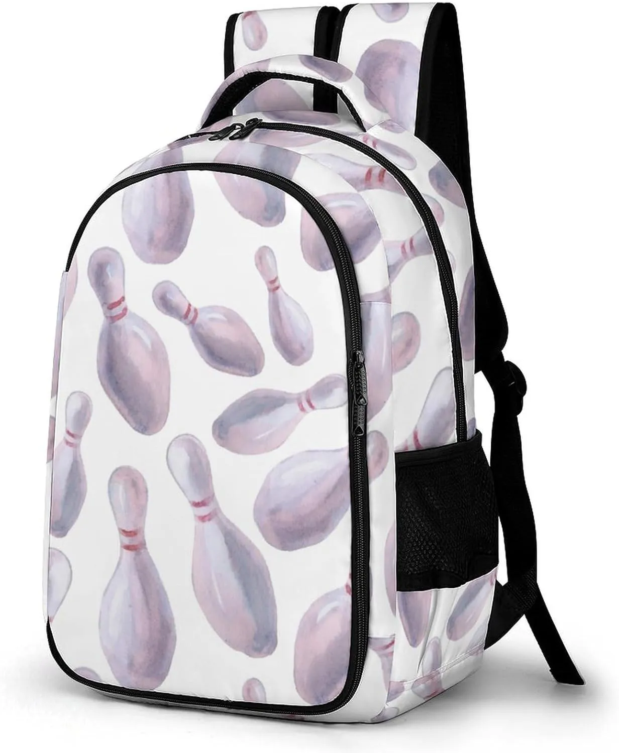 Illustration of Bowling Pins Laptop Backpack Travel Bags Daypack Durable Work Camping Hiking Back Packs for Women Men
