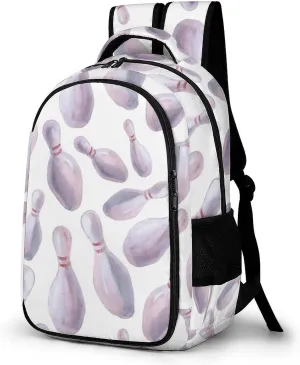 Illustration of Bowling Pins Laptop Backpack Travel Bags Daypack Durable Work Camping Hiking Back Packs for Women Men