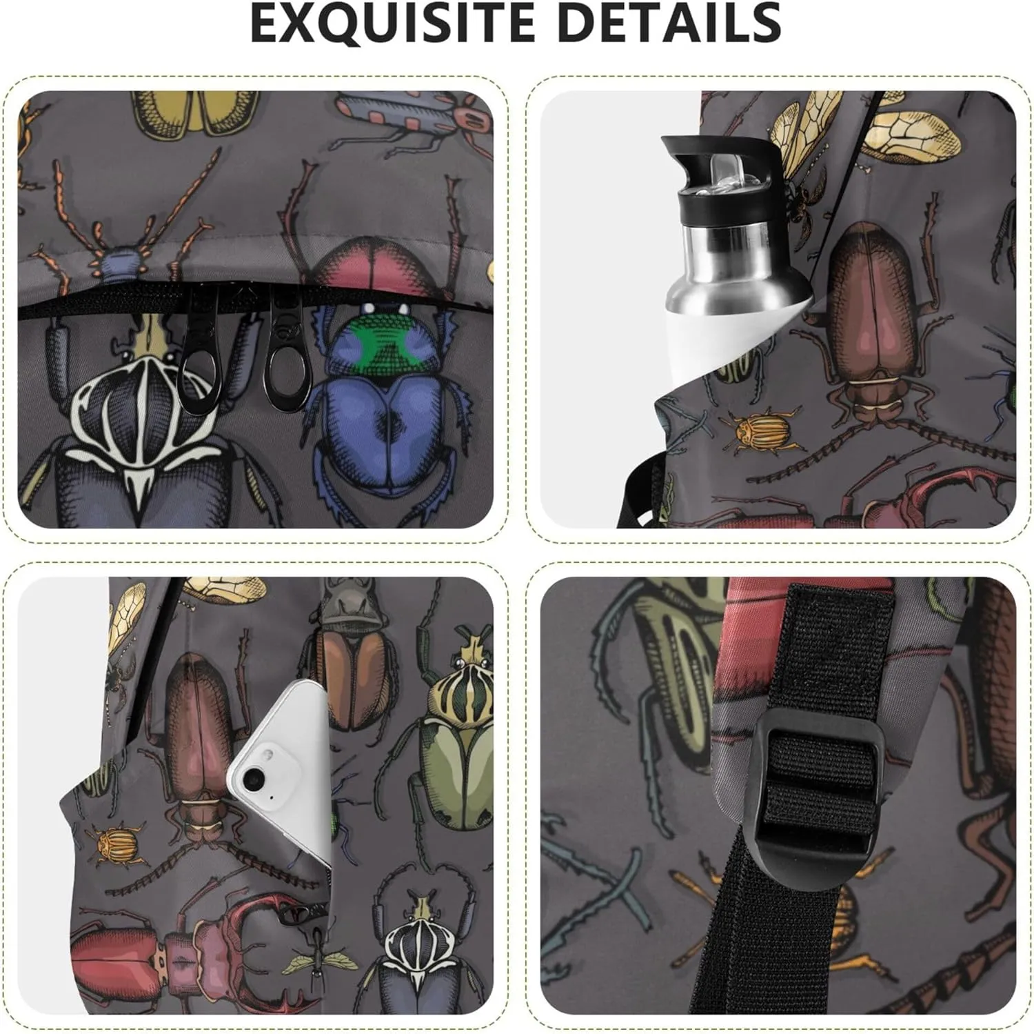 Insects Vintage Bugs Laptop Backpack Travel Hiking Camping Work Computer Back Packs Book Bags for Women Men