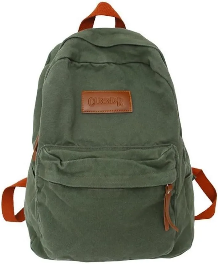 JHTPSLR Dark Academia Aesthetic Backpack Canvas Backpack Vintage Aesthetic Backpack Laptop Backpack Book Bags Casual Daypack (Dark Green)