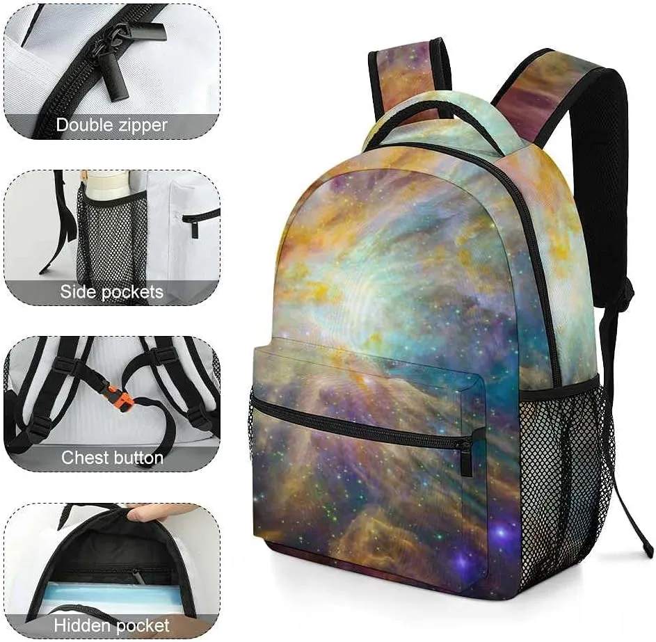 Kuizee Travel Laptop Backpack Business Daypack Work Bookbag Cosmic Cloud Orion Nebula Durable iPad Tablet School College Book Bags Casual Bags for Men and Women