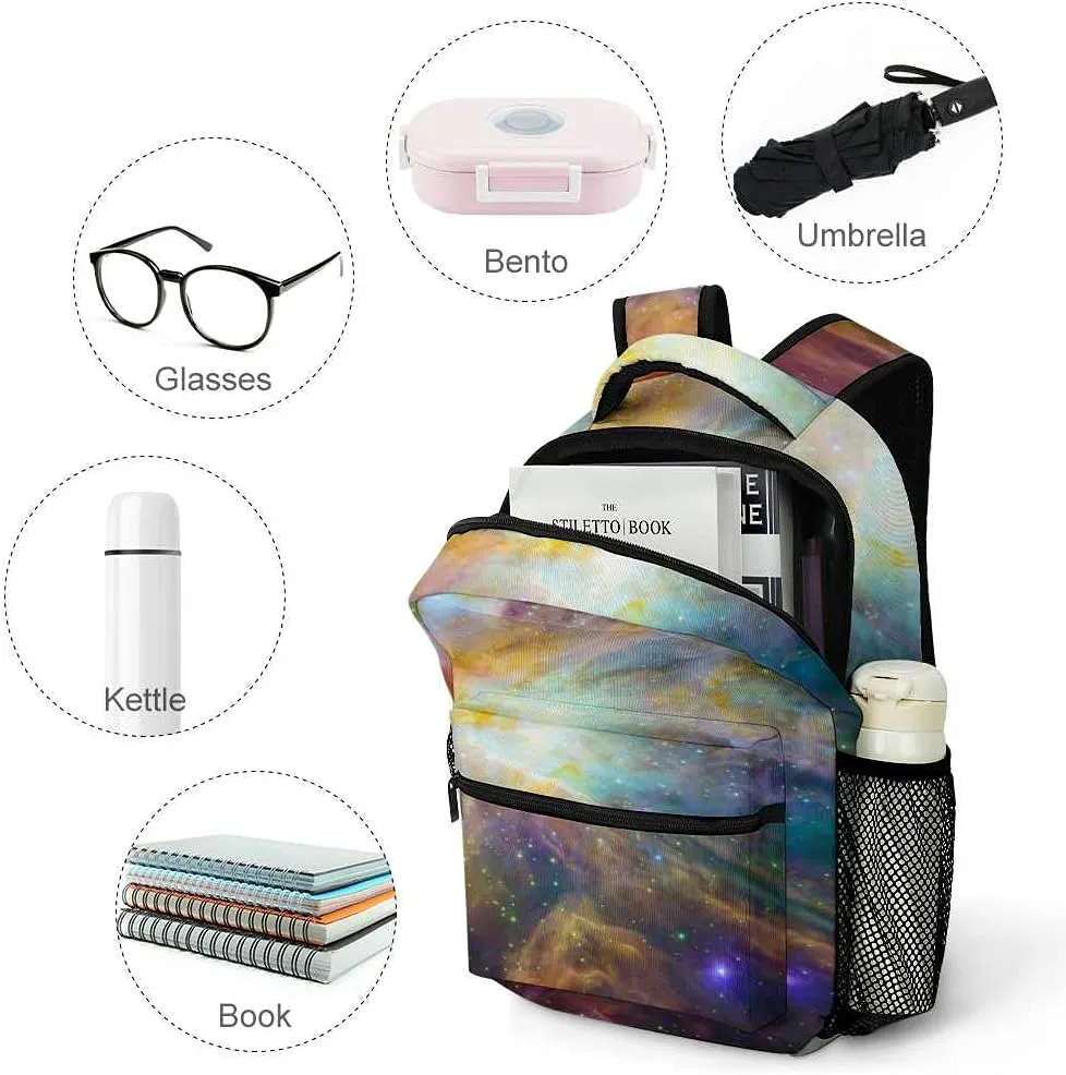Kuizee Travel Laptop Backpack Business Daypack Work Bookbag Cosmic Cloud Orion Nebula Durable iPad Tablet School College Book Bags Casual Bags for Men and Women