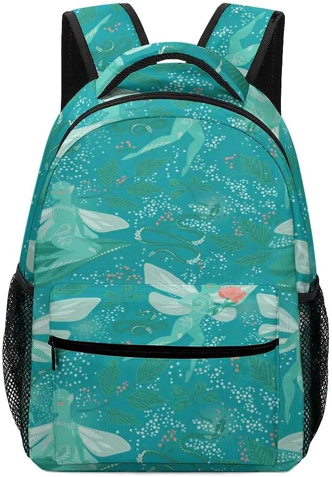 Kuizee Travel Laptop Backpack Business Daypack Work Bookbag Fantasy Cute Fairies Magical Dark Green Durable iPad Tablet School College Book Bags Casual Bags for Men and Women
