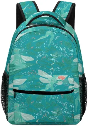 Kuizee Travel Laptop Backpack Business Daypack Work Bookbag Fantasy Cute Fairies Magical Dark Green Durable iPad Tablet School College Book Bags Casual Bags for Men and Women