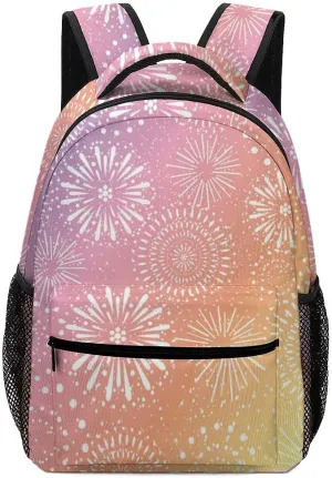 Kuizee Travel Laptop Backpack Business Daypack Work Bookbag Fireworks Rainbow Colorful Gradation Durable iPad Tablet School College Book Bags Casual Bags for Men and Women